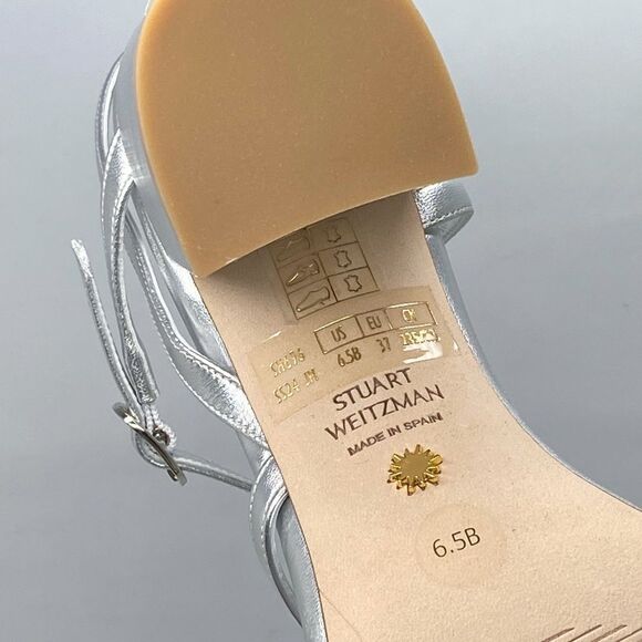 Stuart Weitzman Oasis 85MM Metallic Leather Block-Heel Sandals size 6.5 - Picture 12 of 12